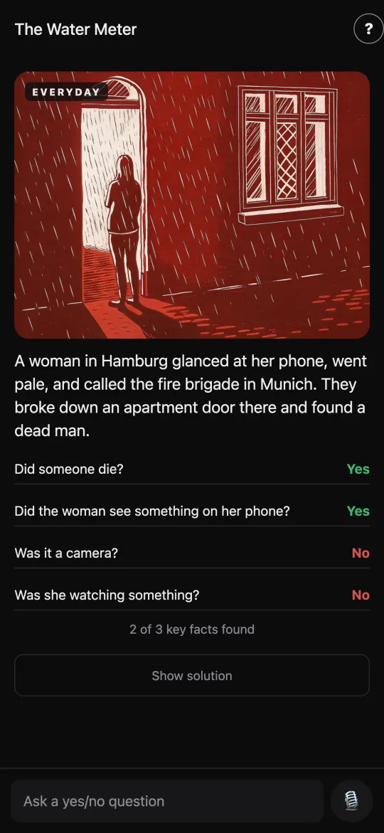 Dark mysteries you solve with yes/no questions
