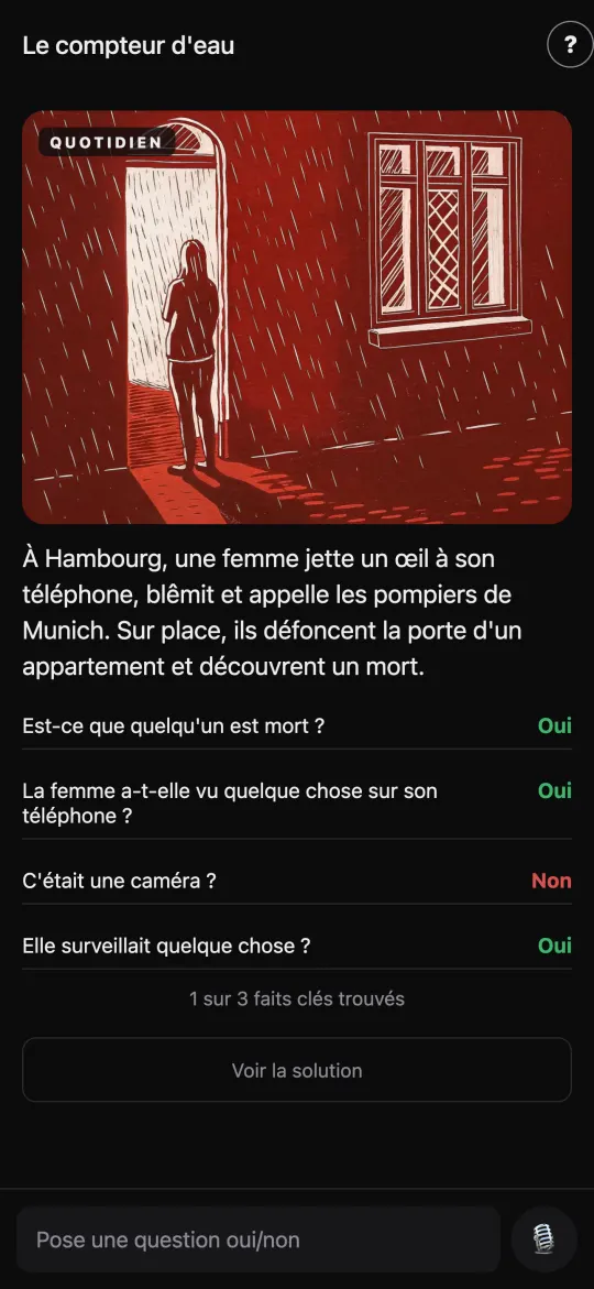 Des énigmes noires à résoudre par questions oui/non